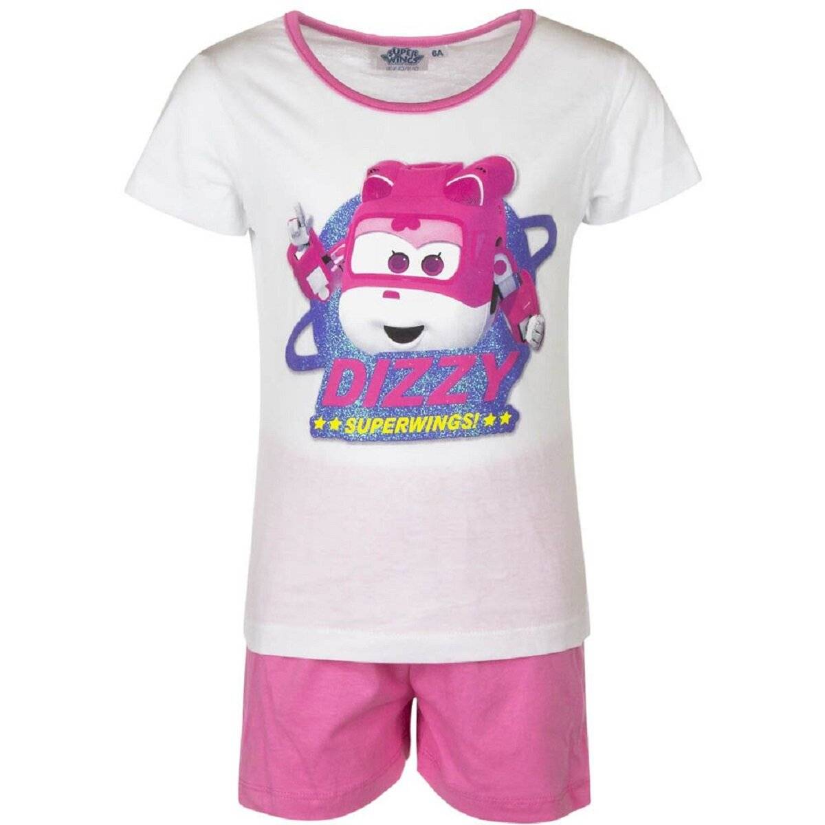 Super Wings Pyjama-Set aus Baumwolle kurzer Schlafanzug Shortama für Mädchen 4 Jahre Weiß