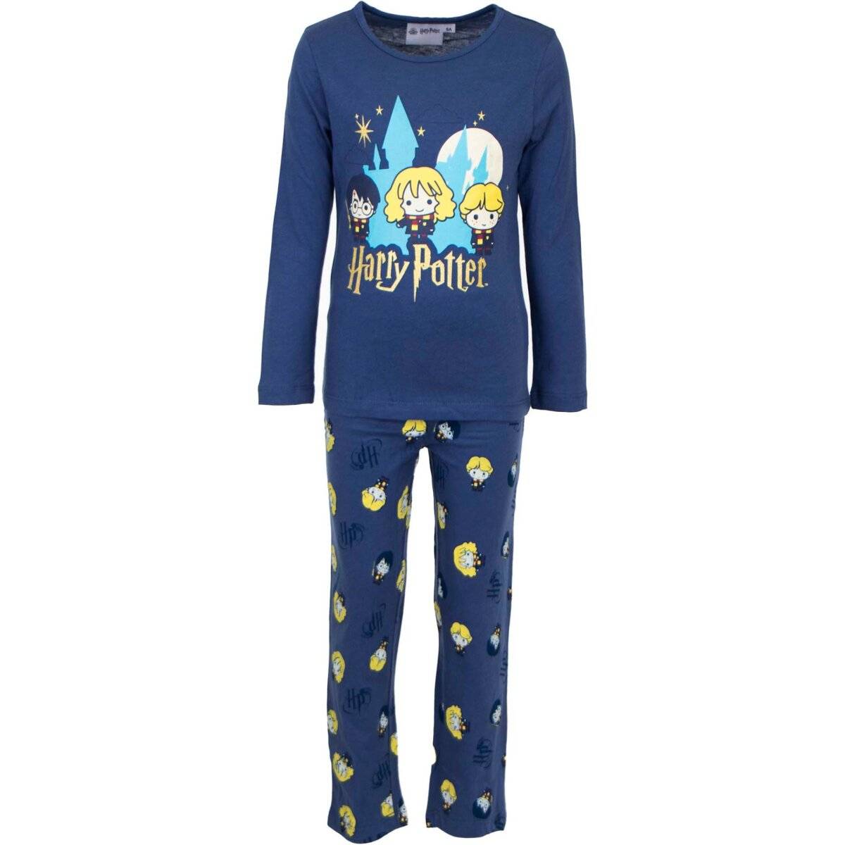 Harry Potter Nachtwäsche Schlafanzug aus Baumwolle Pyjama-Set für Kinder 4 Jahre Blau
