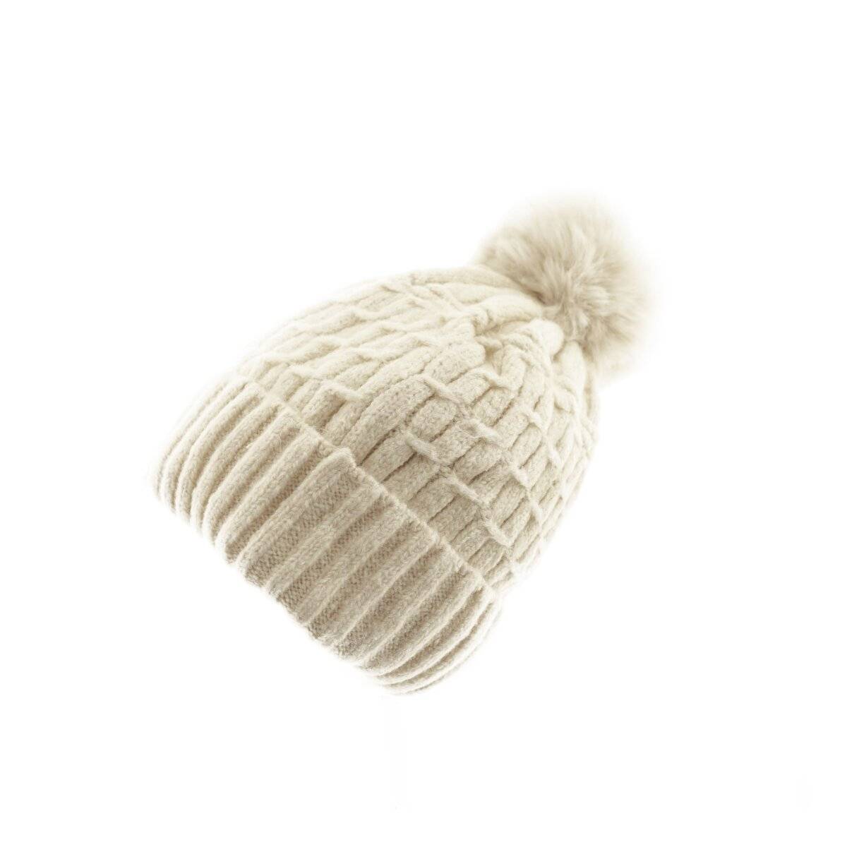 Wintermütze mit Bommel – Stylisch und Warm für die kalte Jahreszeit mit Innenfutter Beige