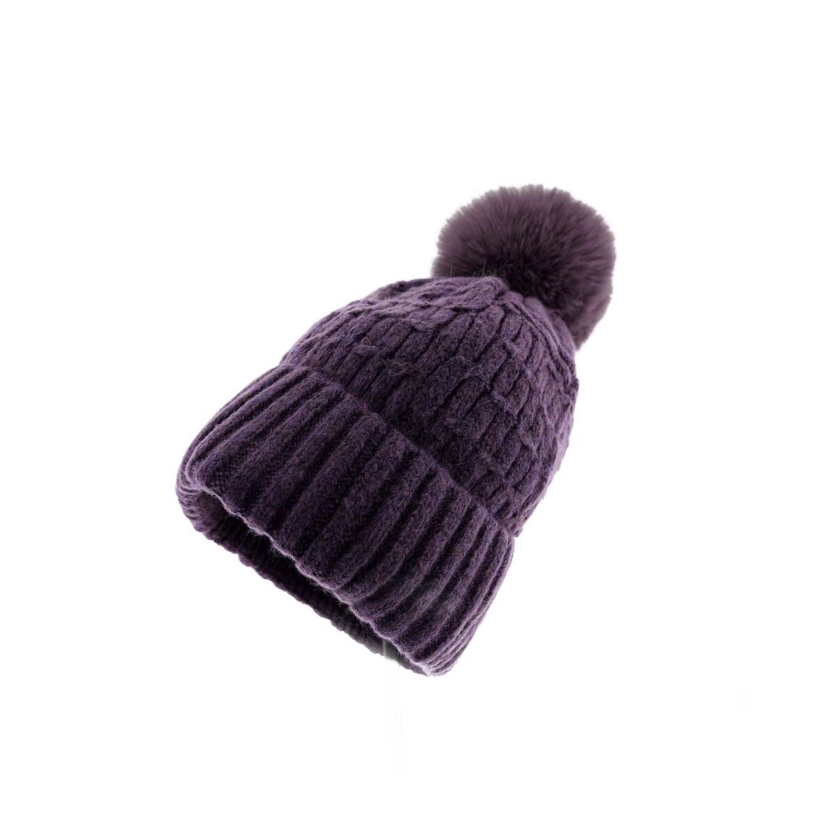 Wintermütze mit Bommel – Stylisch und Warm für die kalte Jahreszeit mit Innenfutter Lila