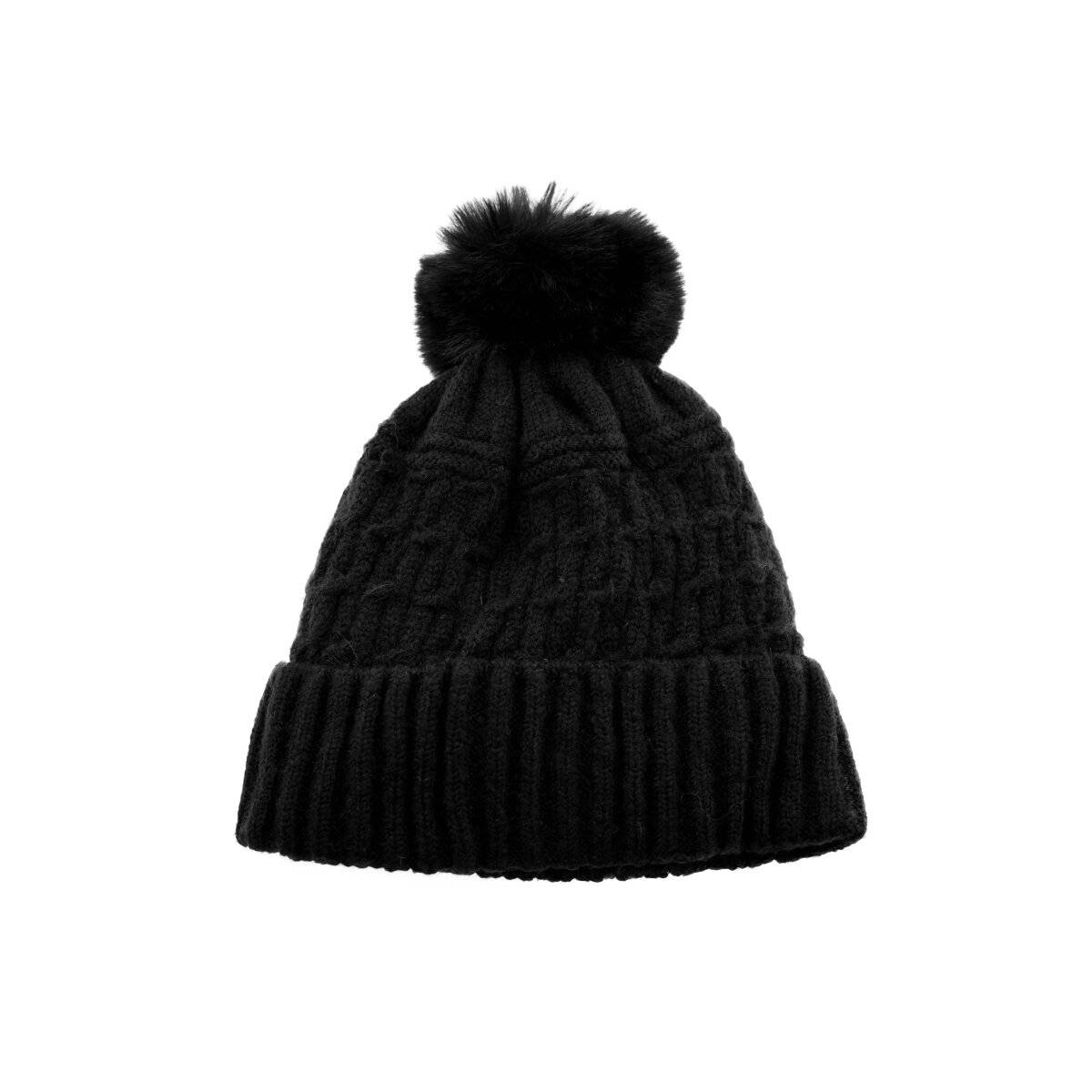 Wintermütze mit Bommel – Stylisch und Warm für die kalte Jahreszeit mit Innenfutter Schwarz