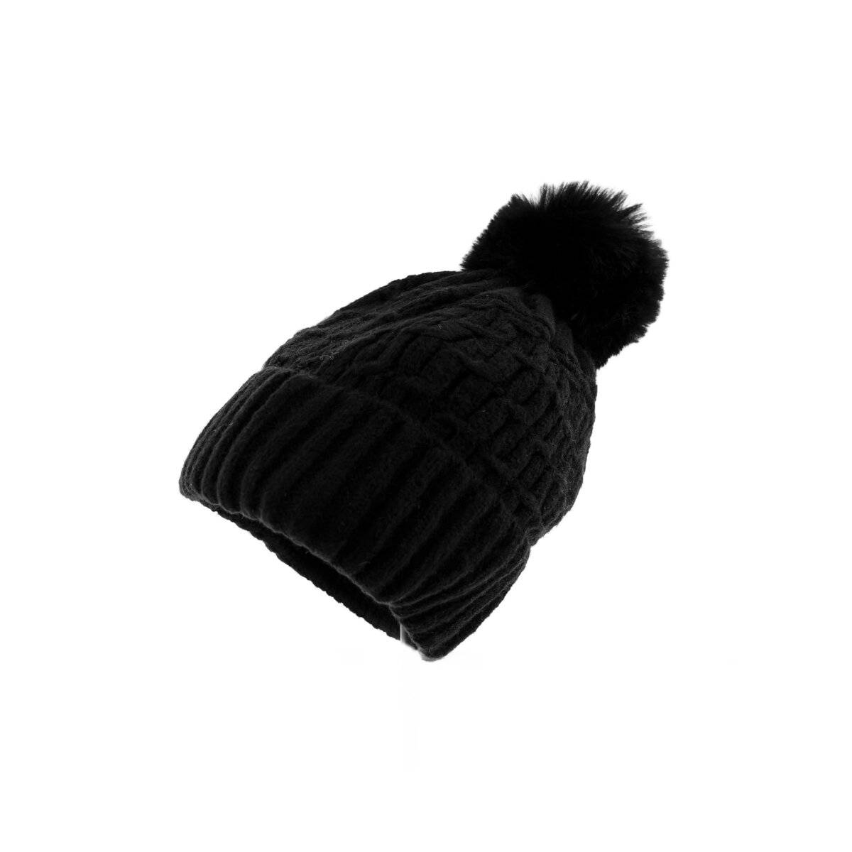 Wintermütze mit Bommel – Stylisch und Warm für die kalte Jahreszeit mit Innenfutter Schwarz