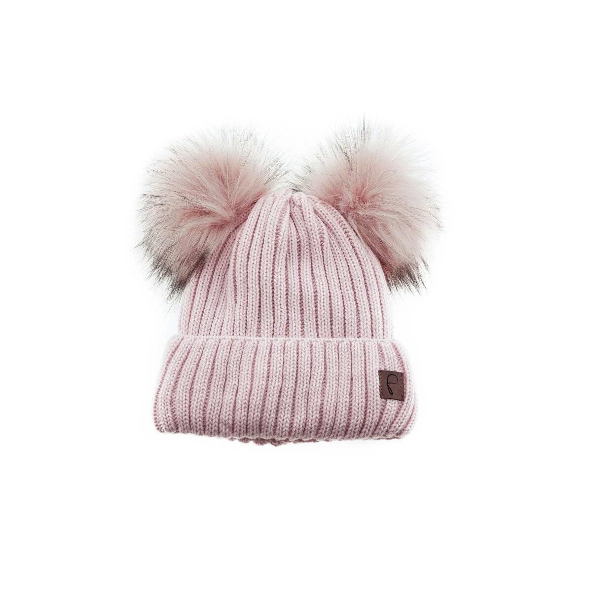 Stylische Wintermütze mit Doppel-Bommel mit Innenfutter ideal für Kalte Tage Rosa