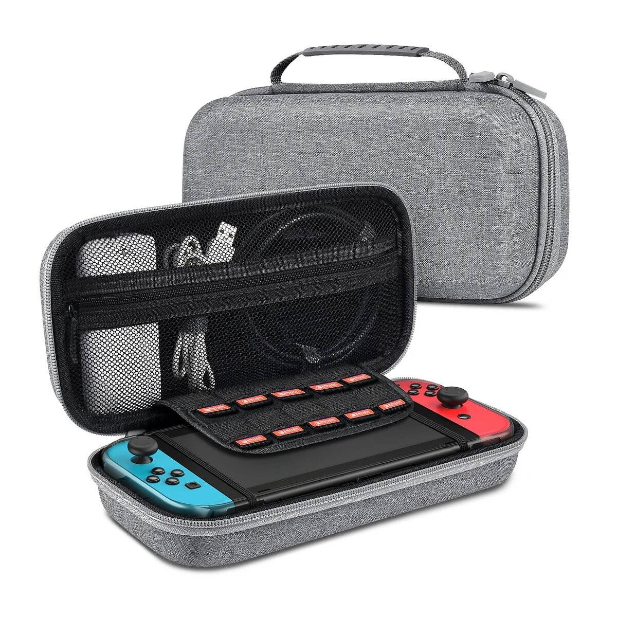 Switch-Hülle kompatibel mit Nintendo Switch Hartschalen-Switch-Reisehülle mit 10 Fächern