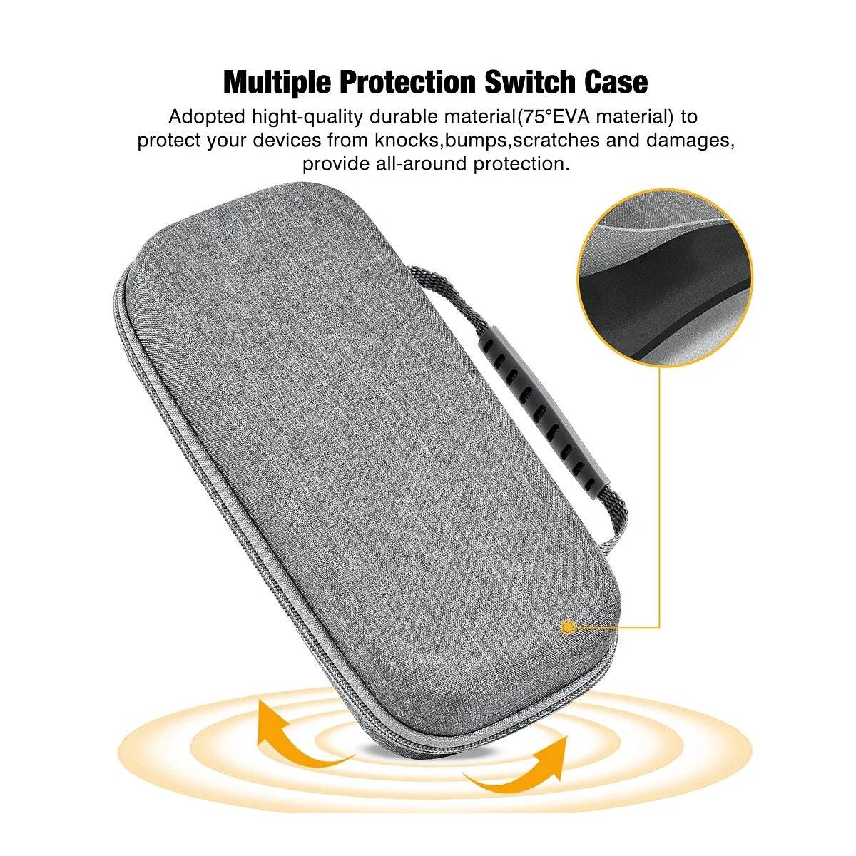 Switch-Hülle kompatibel mit Nintendo Switch Hartschalen-Switch-Reisehülle mit 10 Fächern