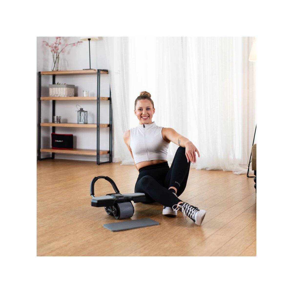 KA10 Schwarzes ABS-Rad Automatisches Bauchmuskel-Übungsrad mit Unterstützung