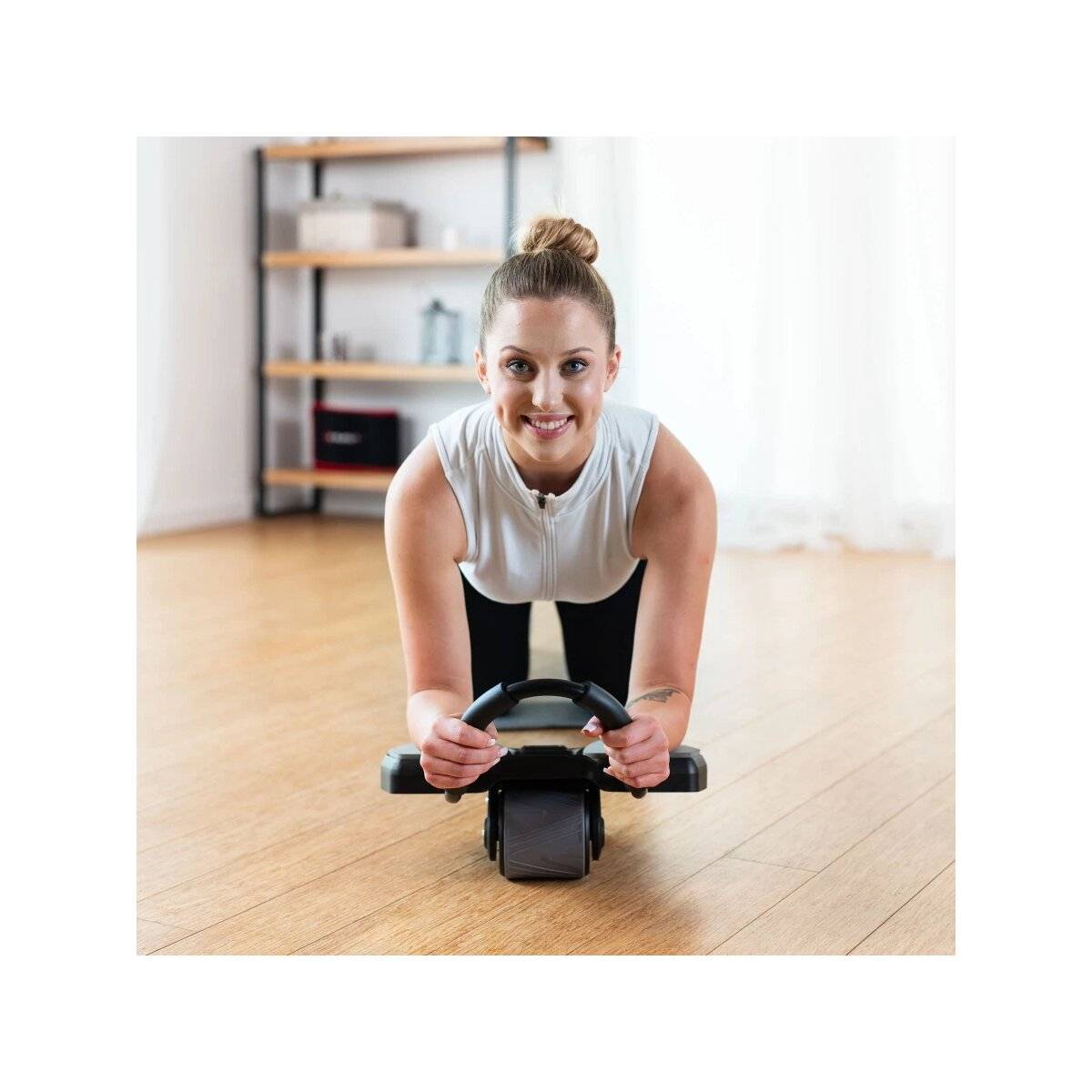 KA10 Schwarzes ABS-Rad Automatisches Bauchmuskel-Übungsrad mit Unterstützung