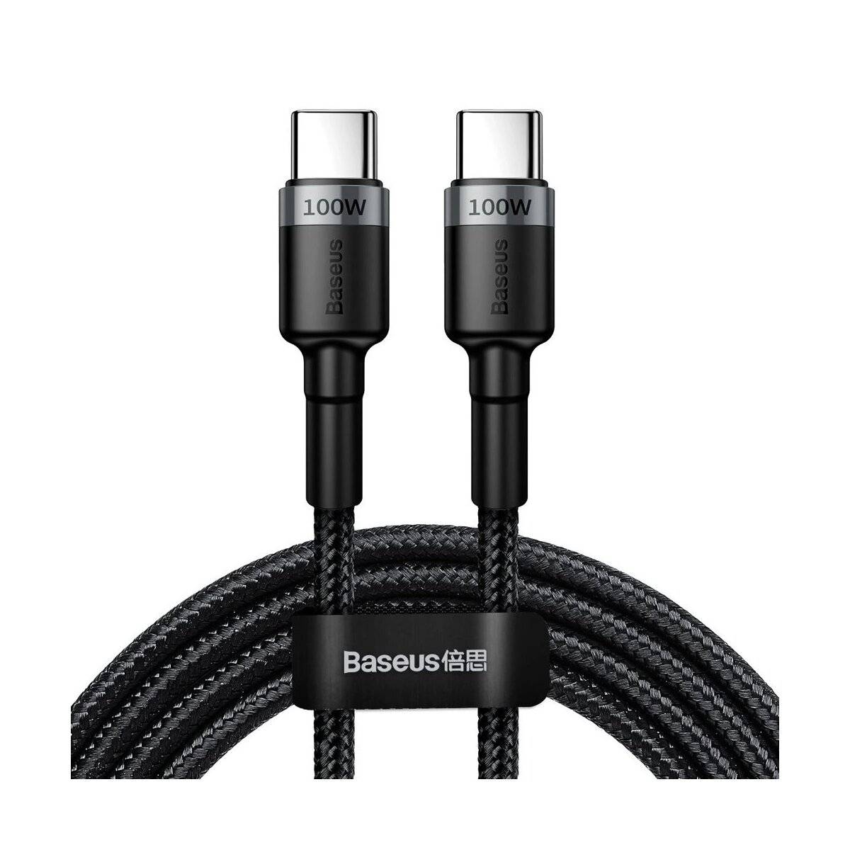 USB-C – USB-C Lade-/Datenkabel Baseus - 100 W 5 A 2 m Kabel mit Nylongeflecht Schwarz/Grau