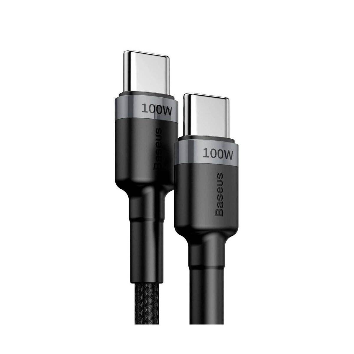 USB-C – USB-C Lade-/Datenkabel Baseus - 100 W 5 A 2 m Kabel mit Nylongeflecht Schwarz/Grau