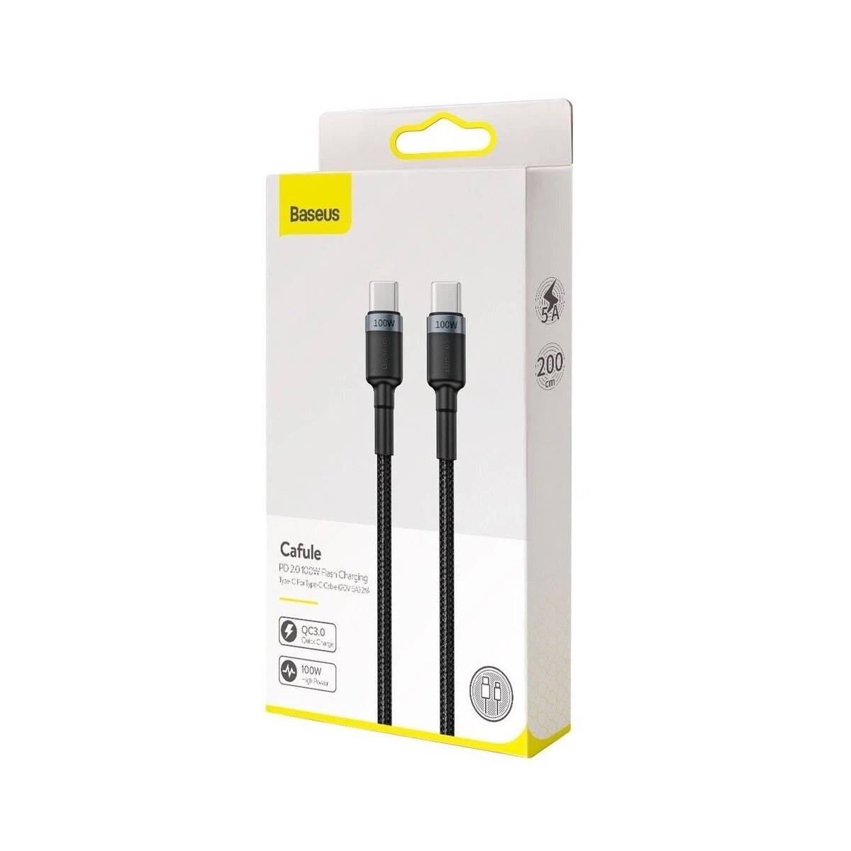 Baseus Cafule PD2.0 100W Blitzladung USB für Typ-C Kabel (20V 5A)2m Grau+Schwarz