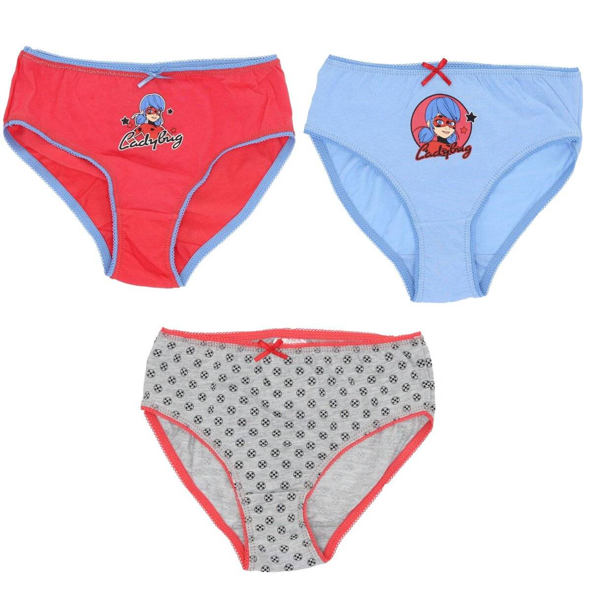 Miraculous Ladybug 3 Pack Unterhosen 100% Baumwolle für Mädchen 134/140 cm