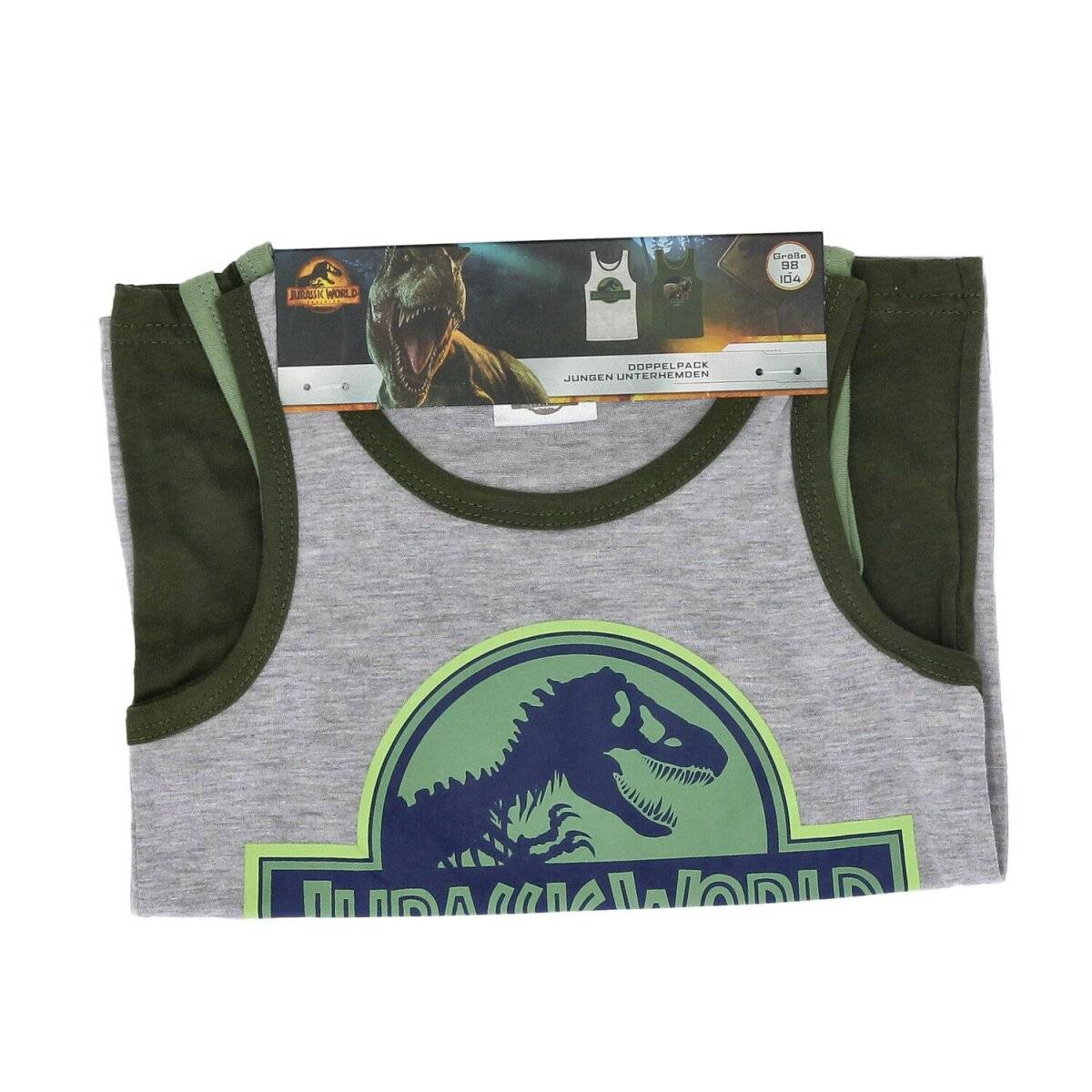 Jurassic World Unterhemd Shirt 2er Pack 100% Baumwolle Unterwäsche 122/128 cm