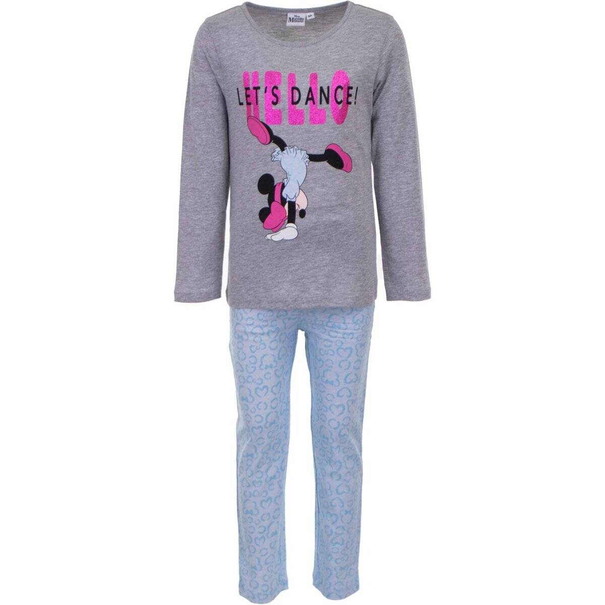 Disney Minnie Maus Schlafanzug Bequemer Baumwoll-Pyjama Nachtanzug für Kinder Grau 8 Jahre