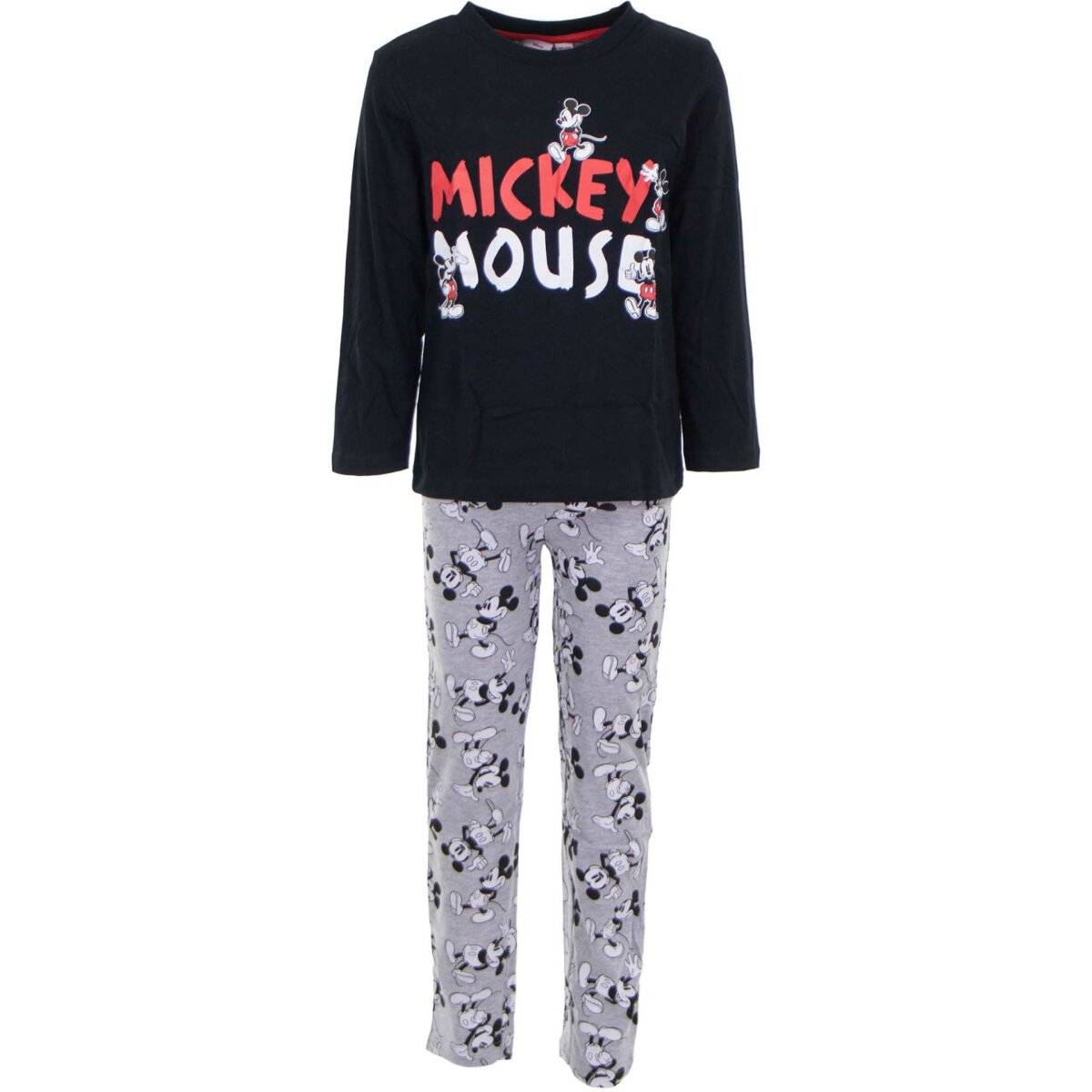 Disney Mickey Maus Schlafanzug Nachtanzug Weicher Baumwoll-Pyjama für Kinder Schwarz 110/116