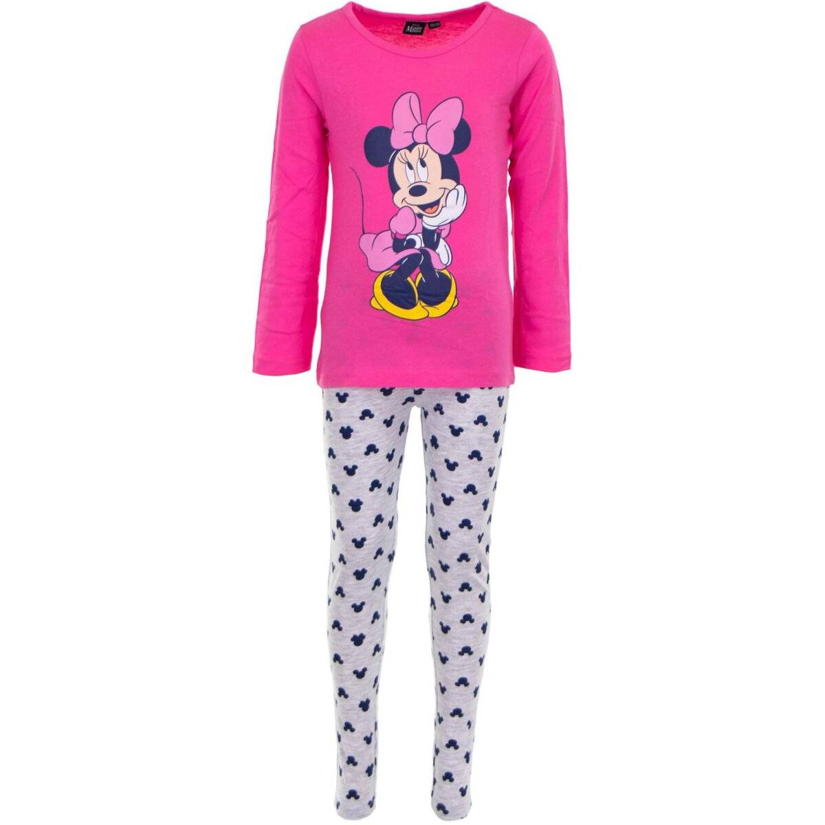 Disney Minnie Maus Schlafanzug Komfortabler Pyjama aus 100% Baumwolle für Kinder Pink 110/116
