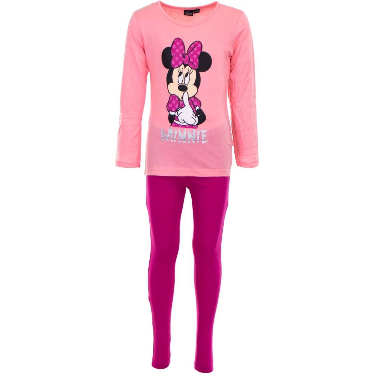 Disney Minnie Maus Schlafanzug Komfortabler Pyjama aus 100% Baumwolle für Kinder Rosa 110/116