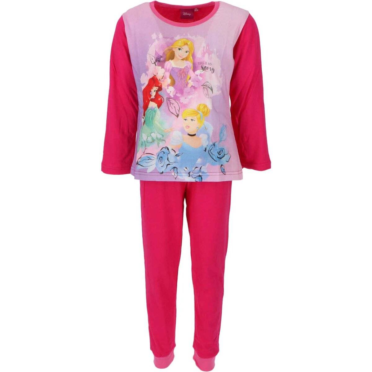 Disney Prinzessinnen Pyjama weicher Schlafanzug aus 100% Baumwolle für Kinder Pink 2 Jahre