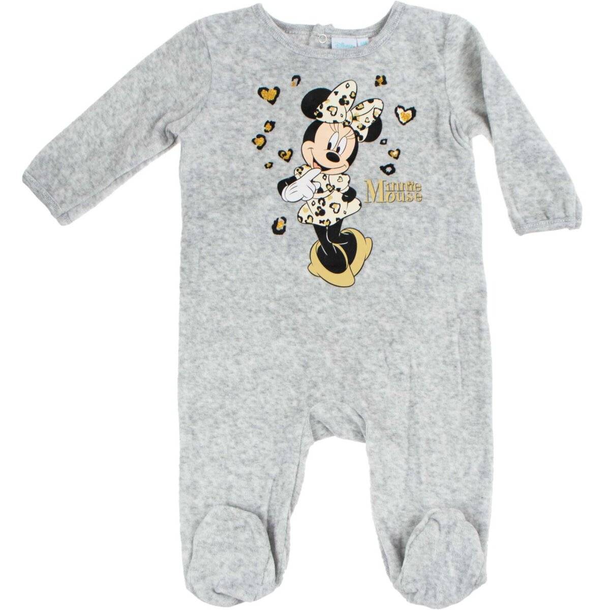 Disney Minnie Maus Baby-Strampler Baby-Outfit kuscheliger Einteiler für Babys Grau 12 Monate