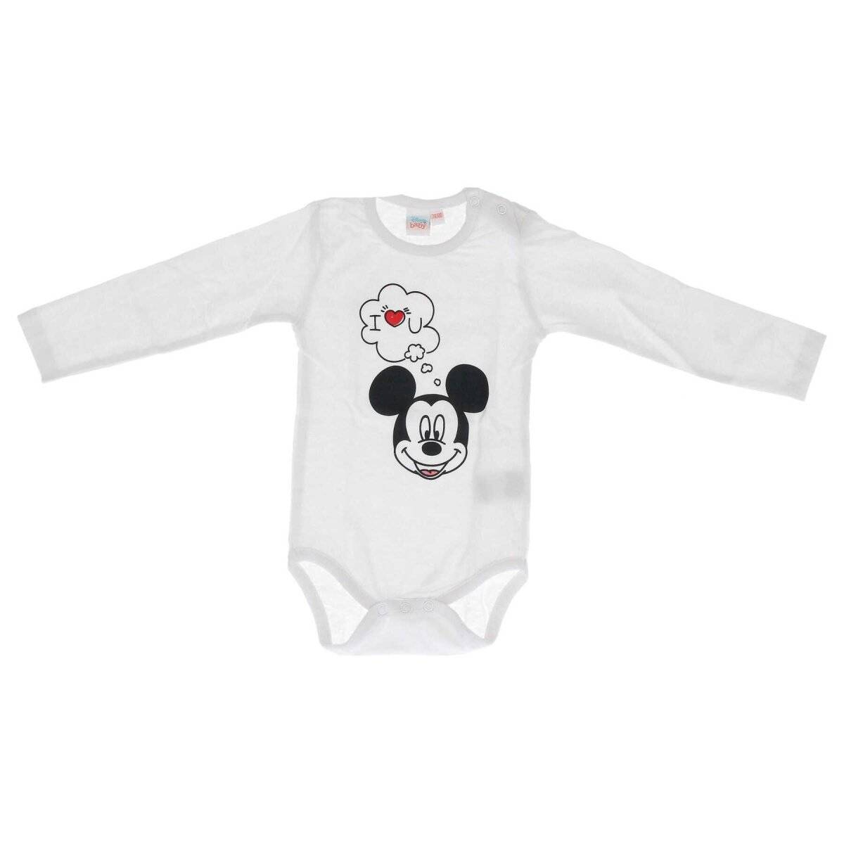 Disney Mickey Maus Baby-Strampler Baby-Outfit kuscheliger Einteiler für Babys 62/68