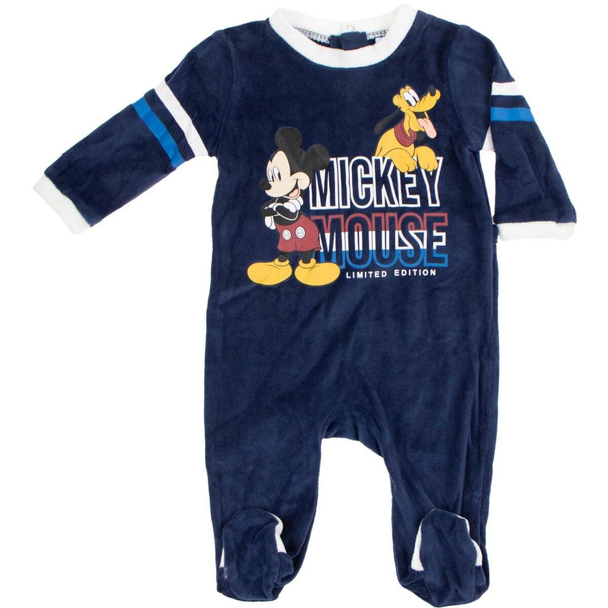 Disney Mickey Maus Baby-Overall – Kuscheliger Schlafanzug Weicher Einteiler Blau 18 Monate