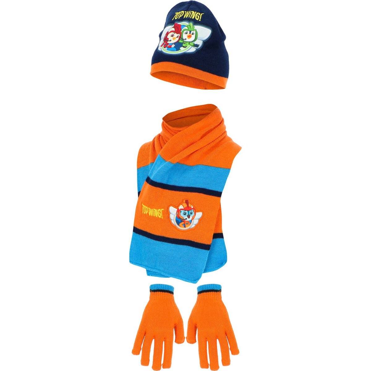 Top Wing Set mit Mütze Schal und Handschuhen 44/46 für Kinder Orange