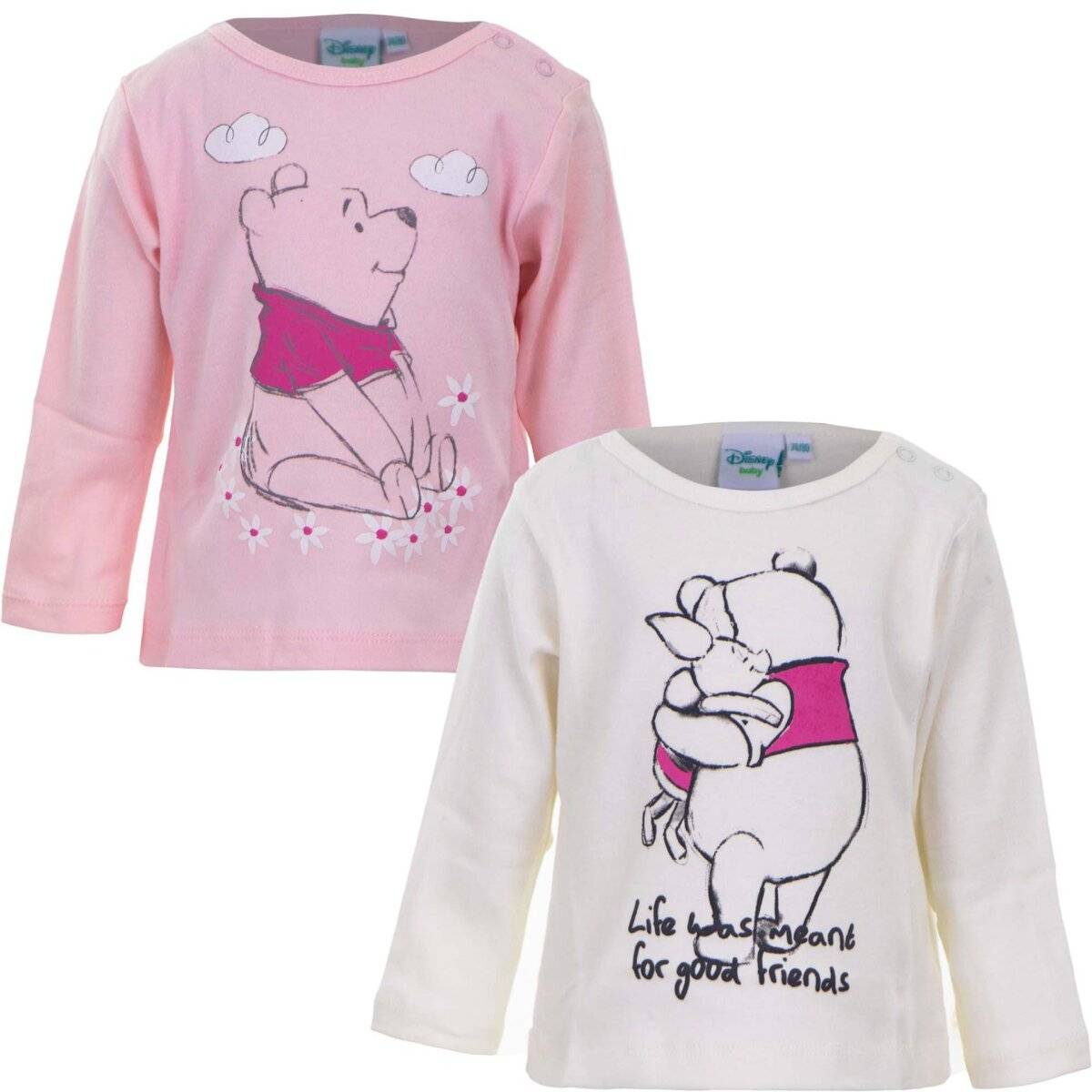 Winnie the Pooh Baby Langarmshirt 2er Pack Rosa 100% Baumwolle 68/74