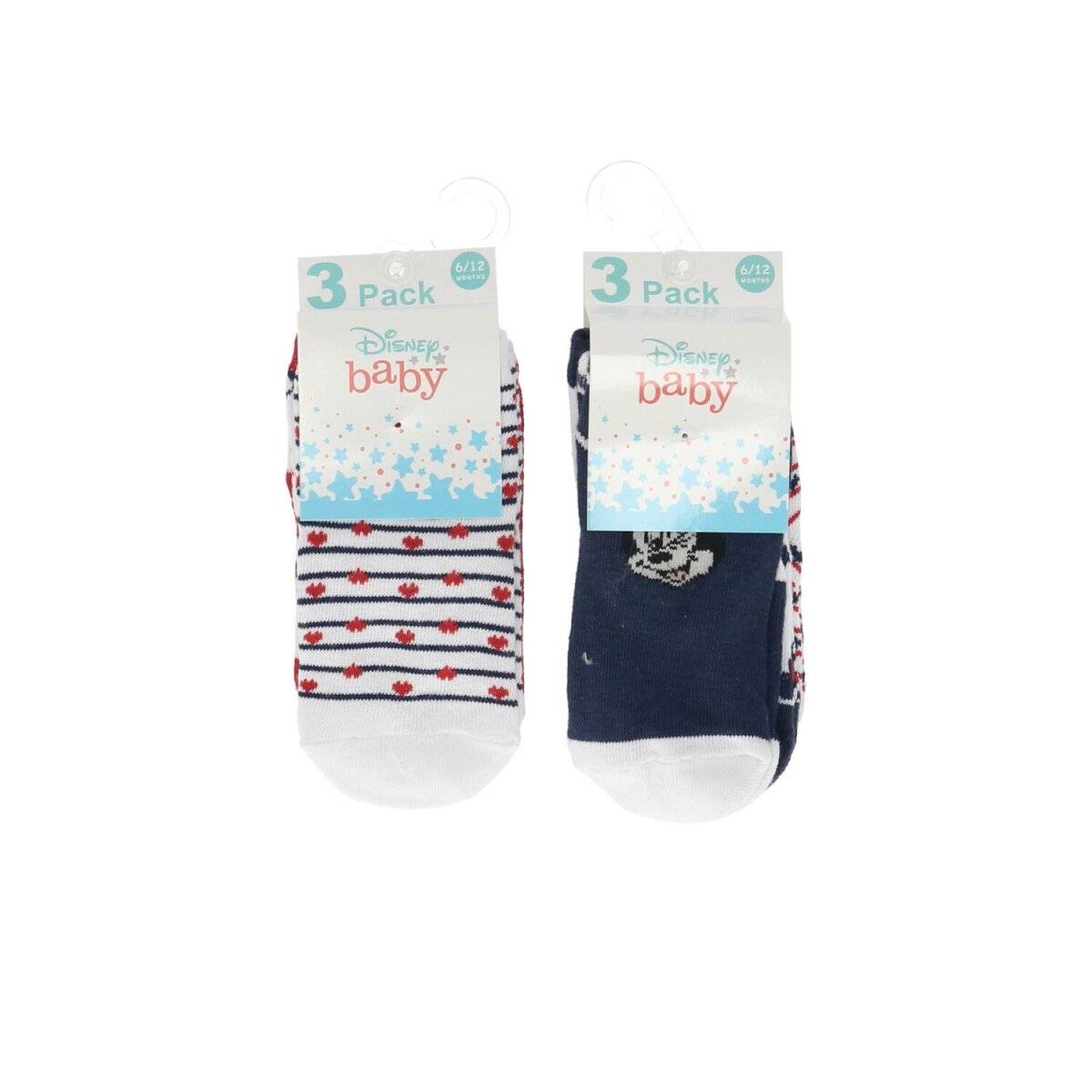 Disney Minnie Mouse Socken Set 3er-Pack Baumwolle und Polyester 0-6 Monate Rot