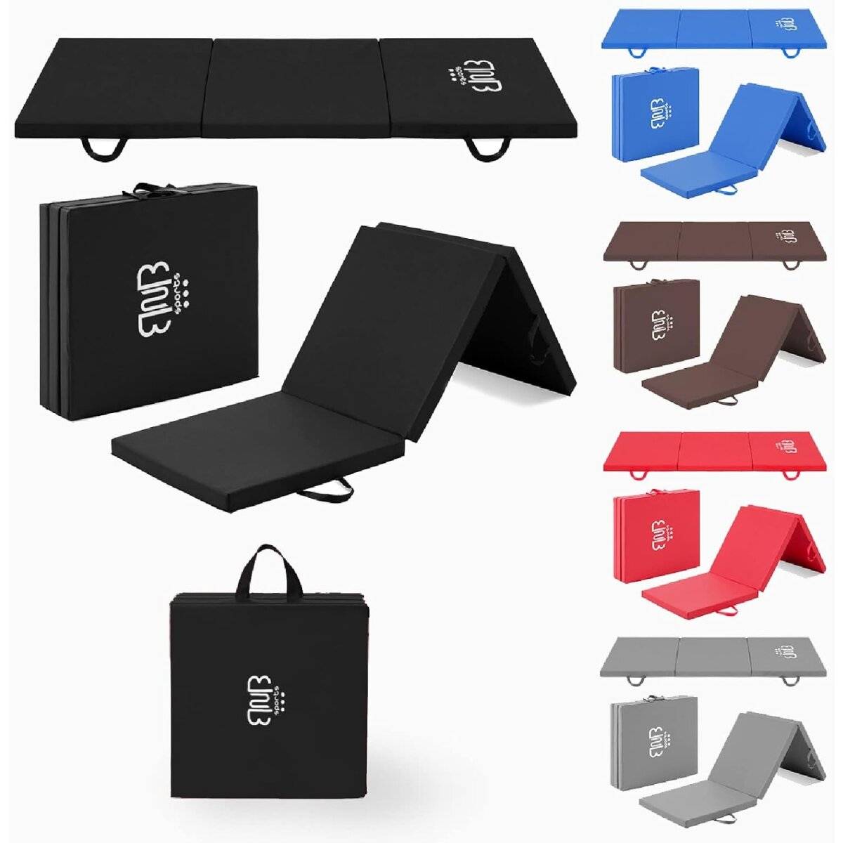 Premium Tri-Folding Thick Gymnastic Mat & Home Sports, Yogamatte & Sportmatte, mit Tragegriffen Sportbodenmatten