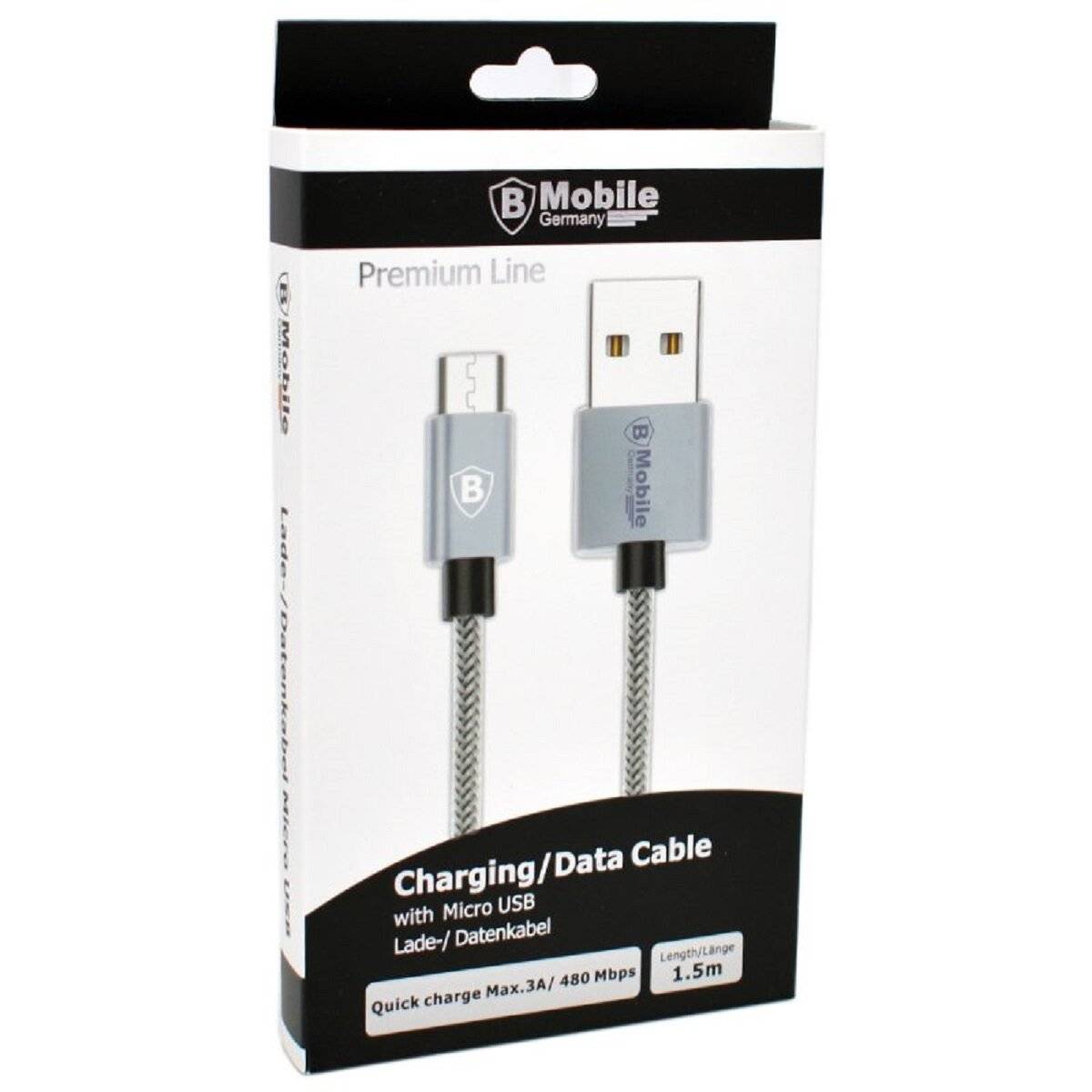 USB Lade- und Datenkabel 1.5m Kabel für effizientes Laden und Übertragen von Daten USB zu Micro-USB