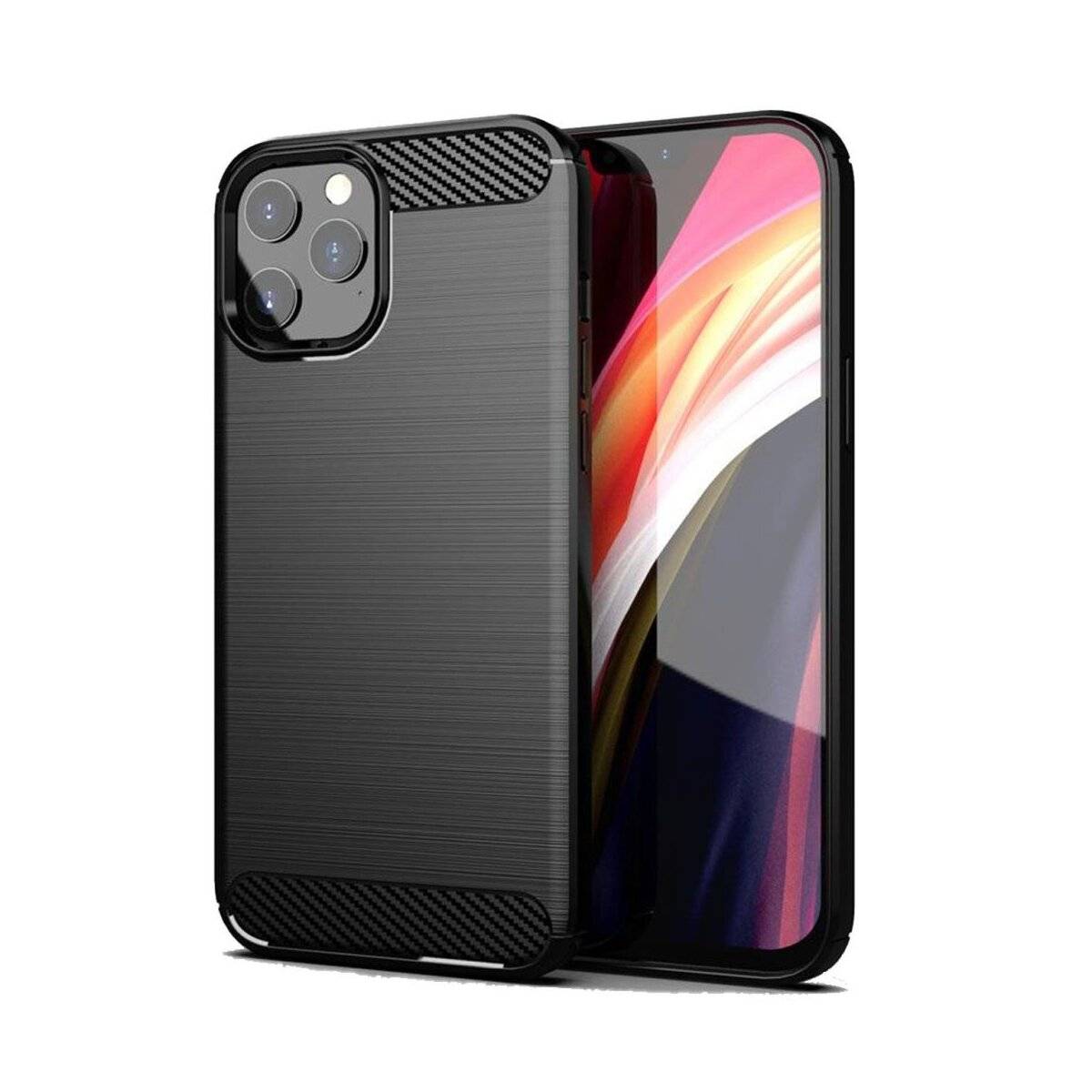 Silikon Hülle Bumper Carbon kompatibel mit iPhone SE 2024 Case TPU Soft Handyhülle Cover Schutzhülle Schwarz