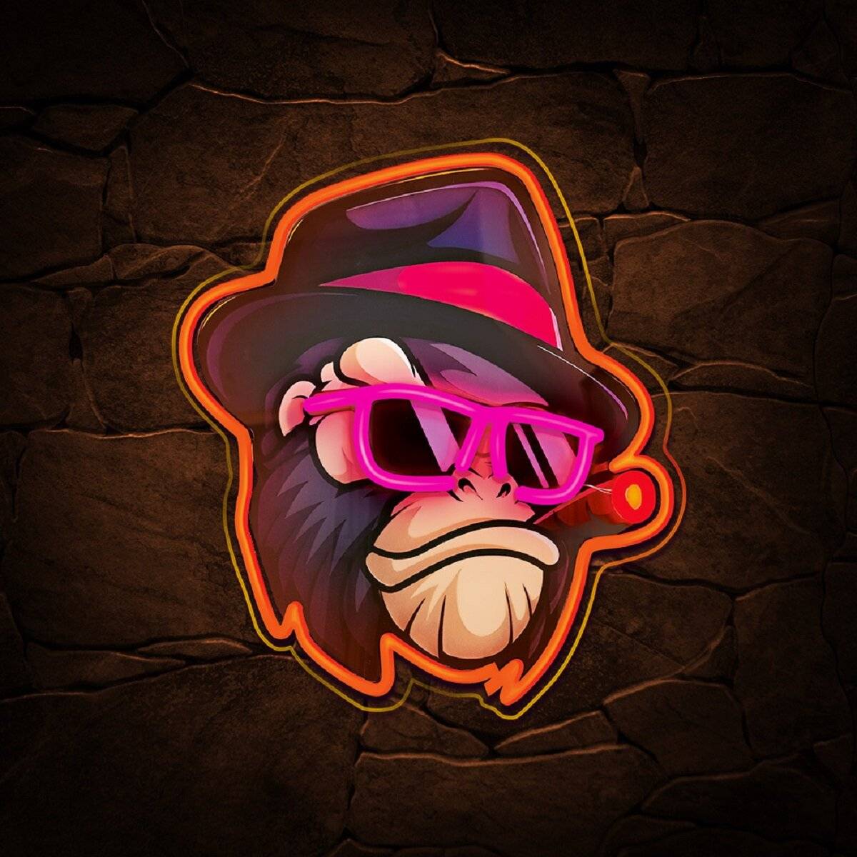 Forever Light LED Neon Art Wandkunst Wanddekoration Dekolicht Gangsta Monkey