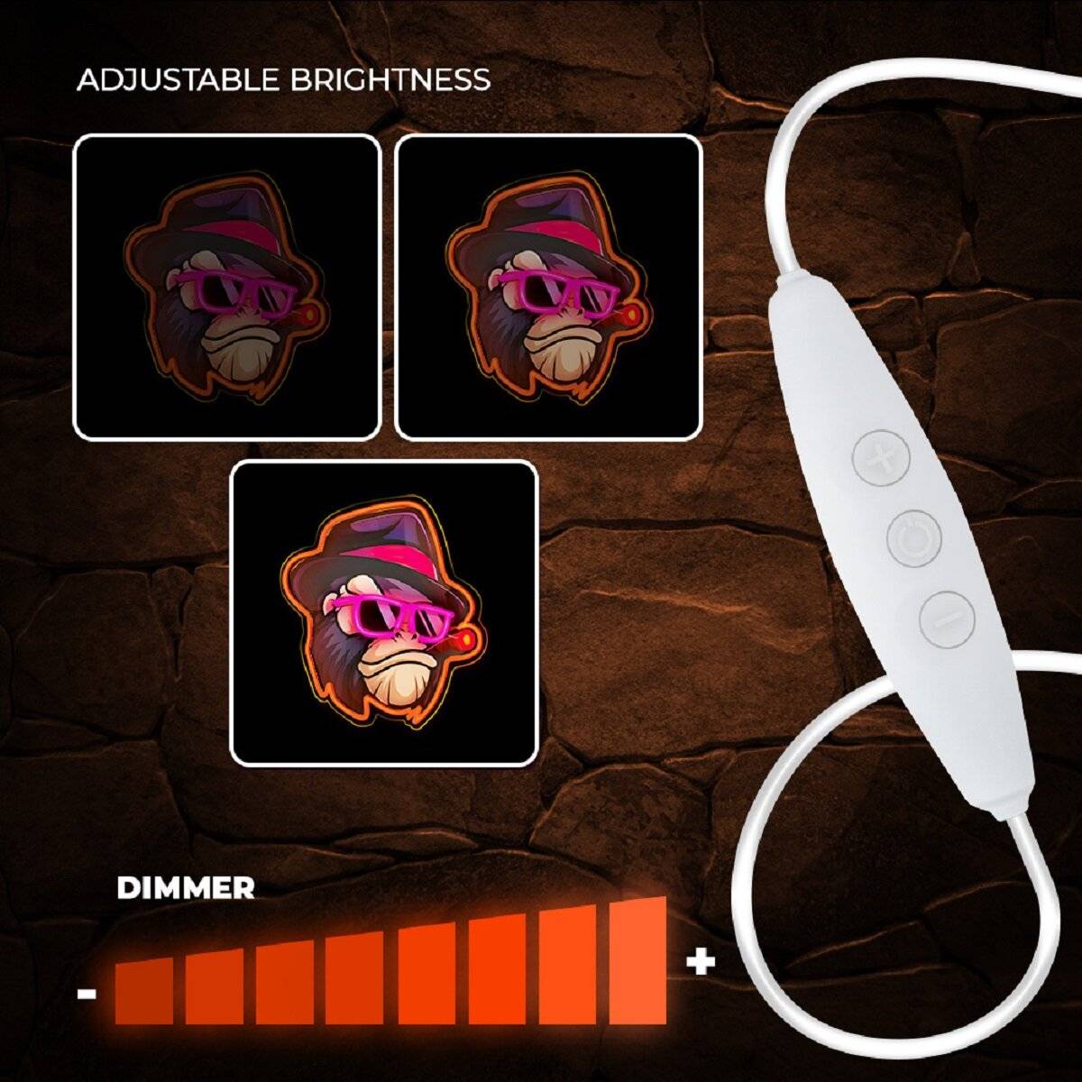 Forever Light LED Neon Art Wandkunst Wanddekoration Dekolicht Gangsta Monkey