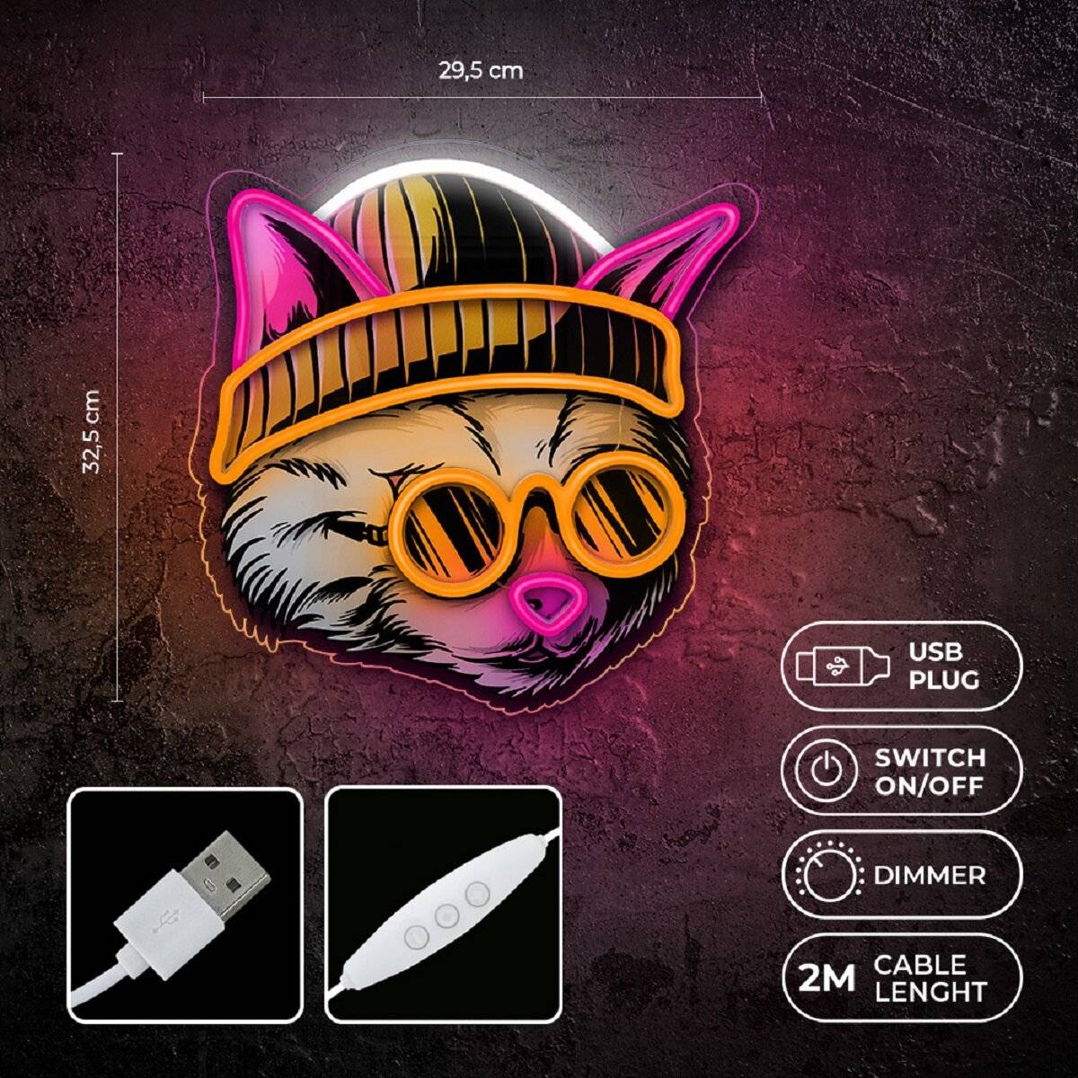 Forever Light LED Neon Art Wandkunst Wanddekoration Dekolicht Cat Dreamer