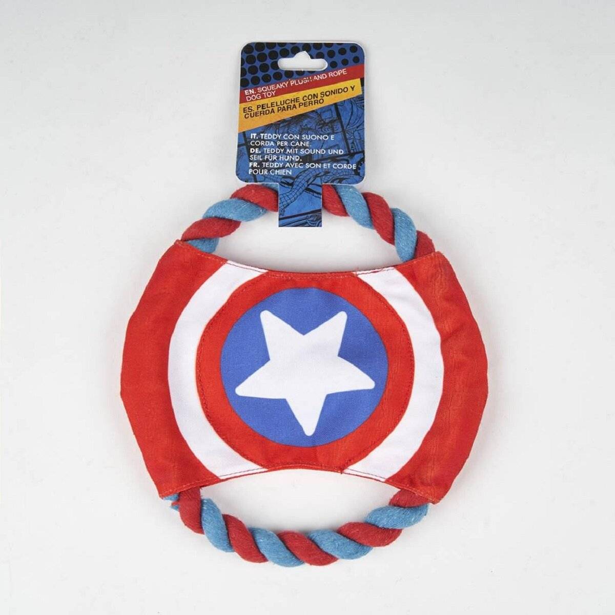Avengers Spielzeug für Hunde mit Quietscher und Seil
