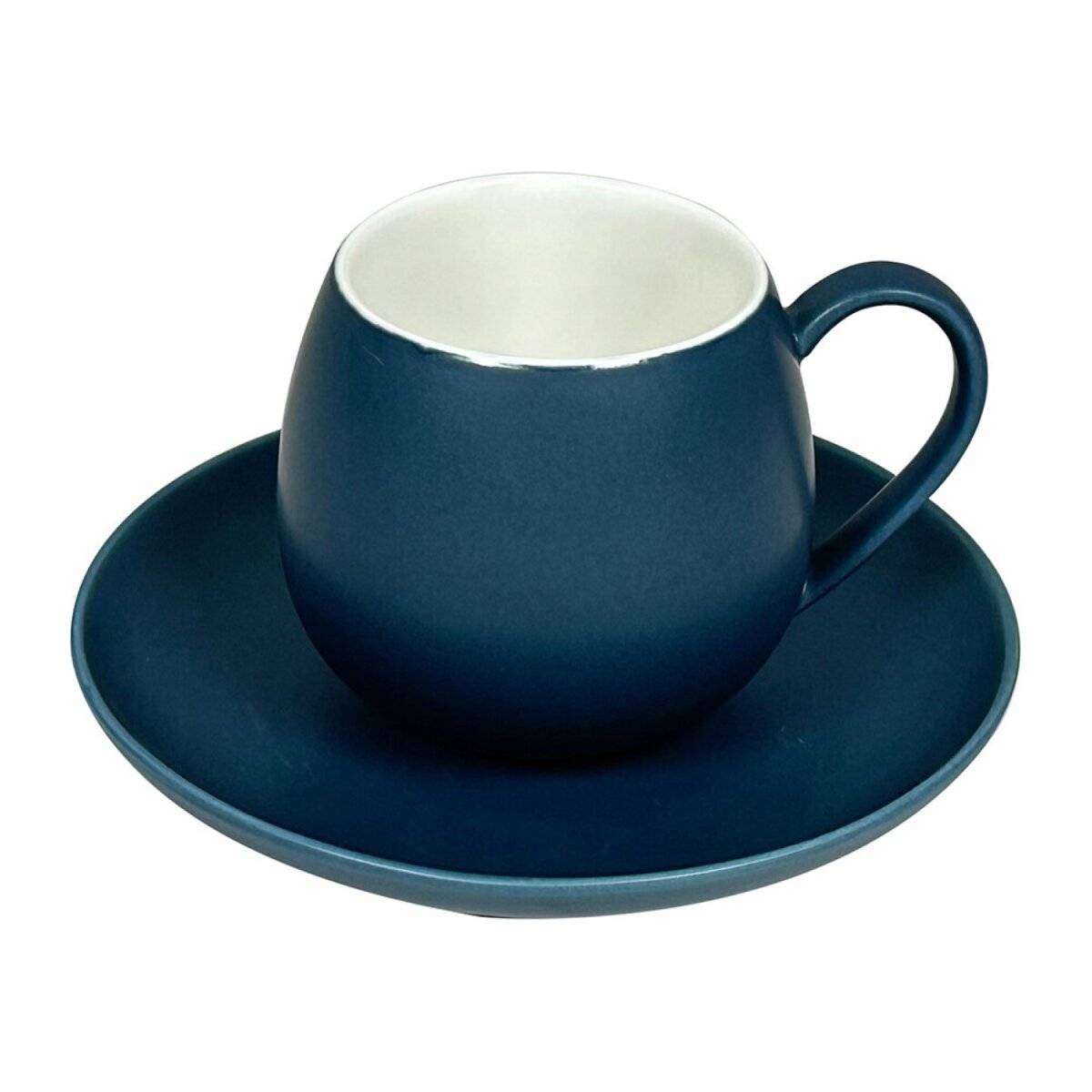 12 Tlg. Kaffeetassen-Set mit Unterteller aus Porzellan 220 ml - Blau