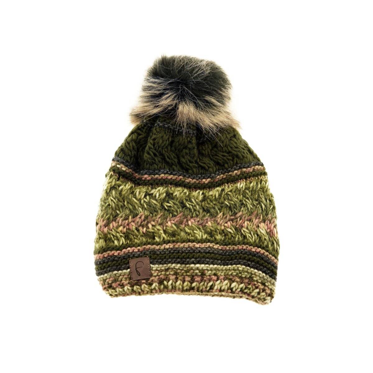 Faera Mütze zum Warmhalten im Herbst Winter-Bommelmütze Strickmütze Innenfutter Motiv 9