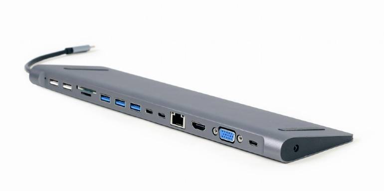 gembird USB Typ-C 9-in-1 Kombi Adapter spacegrau Multimedia-Technik HUBs