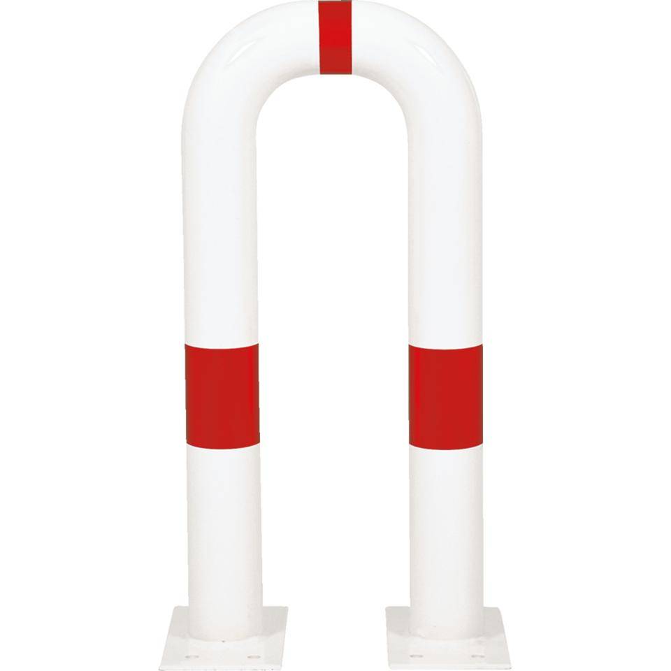K.57 Schutzbügel,zum Aufdübeln,rot/weiß,Stahl,verzinkt,pulverb.,Ø76mm,300x650mm