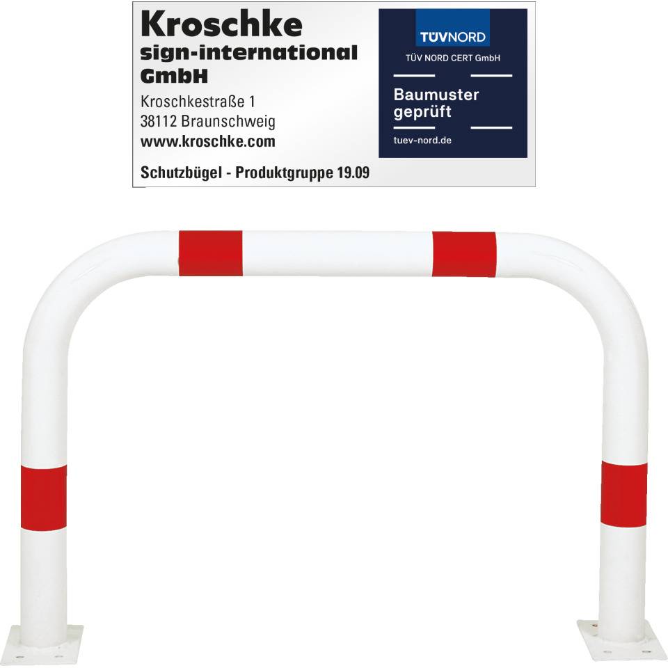 K.57 Schutzbügel,zum Aufdübeln,rot/weiß,Stahl,verzinkt,pulverb.,Ø76mm,1000x650mm