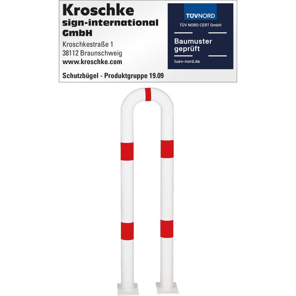 K.57 Schutzbügel,zum Aufdübeln,rot/weiß,Stahl,verzinkt,pulverb.,Ø76mm,300x1150mm