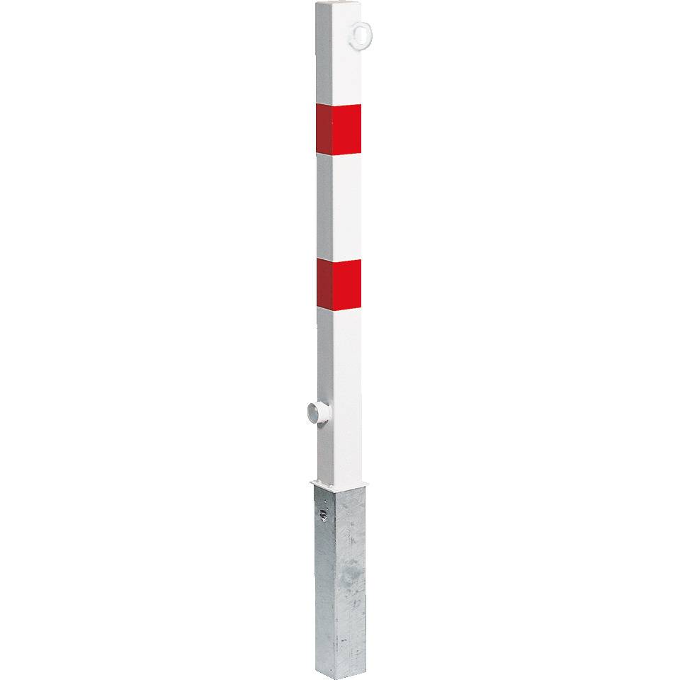 K.57 Absperrpfosten Wien m. Bodenhülse,zum Einbetonieren,m. 2 Kettenösen,70x70mm