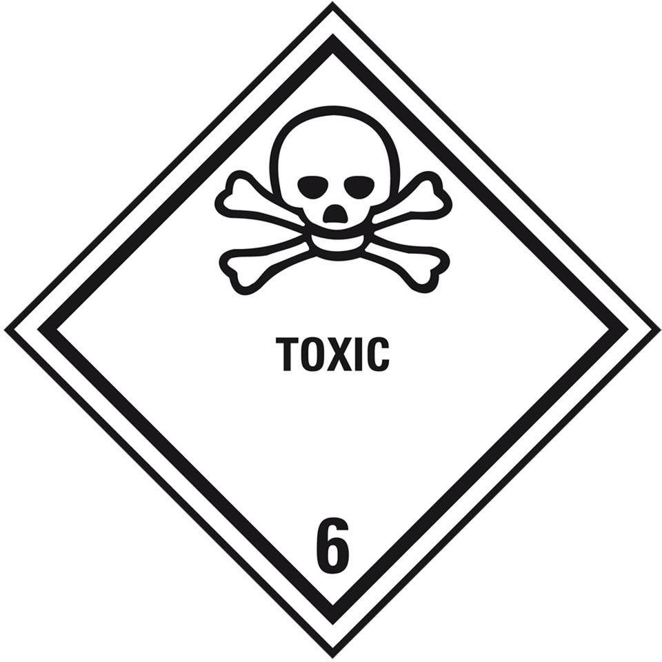 Verpackungskennzeichen Klasse 6.1 Toxic, Folie, seewasserbeständig, 100x100mm, IMDG-Code, GGVSEB, ADR, IATA