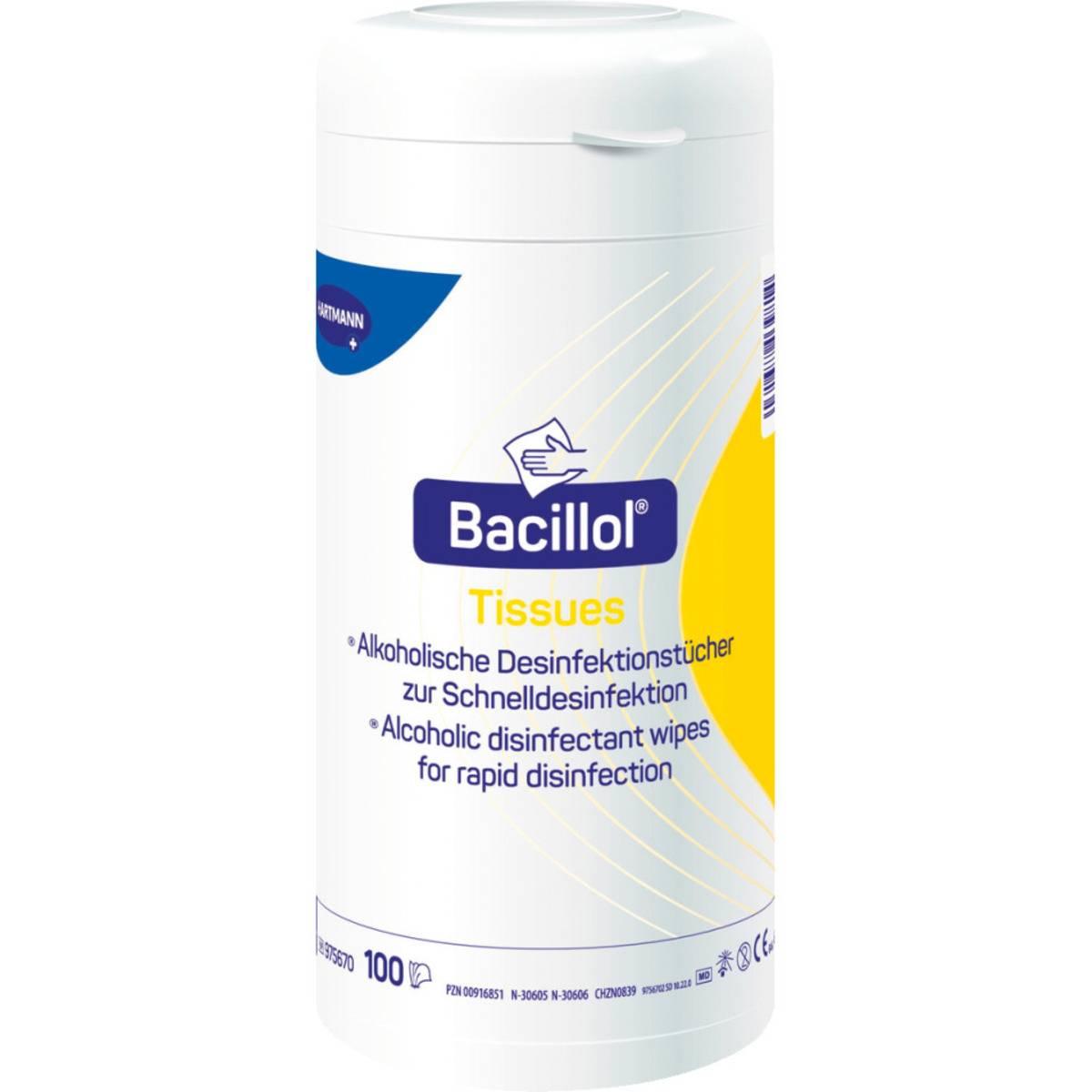 HARTMANN tissues (Desinfektionstücher) Bacillol®, gebrauchsfertig, 100 Tücher/Dose