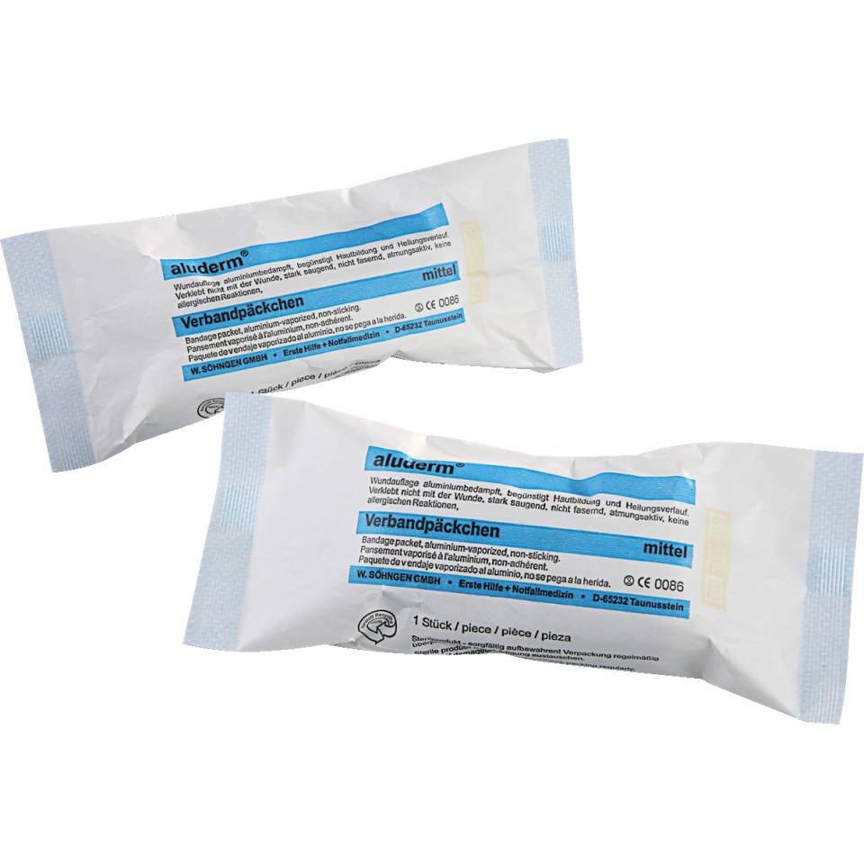 aluderm® Verbandpäckchen, mittel, ÖNORM Z 1020, Polyestervlies, 400x8cm, 10/VE