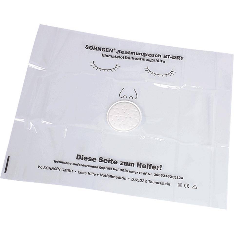 SÖHNGEN® Beatmungstuch, Einmalbeatmungsbehelf, 150x100mm, 5/VE