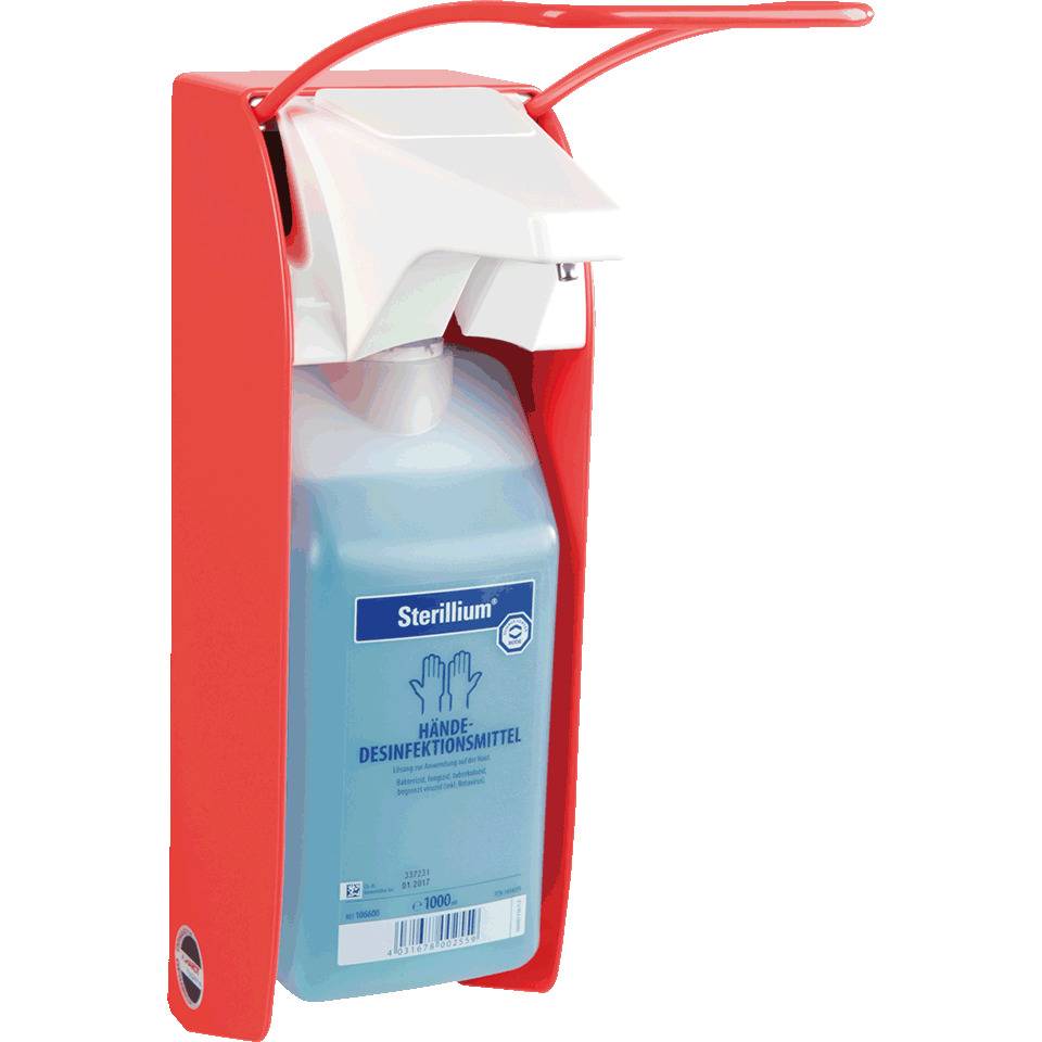 HARTMANN Eurospender 1 plus, f.350-u.500ml Flaschen, leuchtrot, Metall, 82x295x215mm