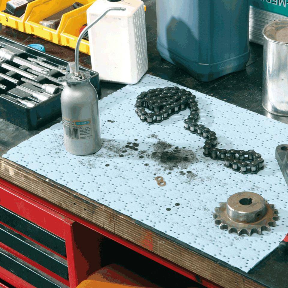 Öl-Sorbent Rolle, blau, Polypropylen, 400mm, 40m, Aufnahme 68 l/Rolle, 2Rollen/VE