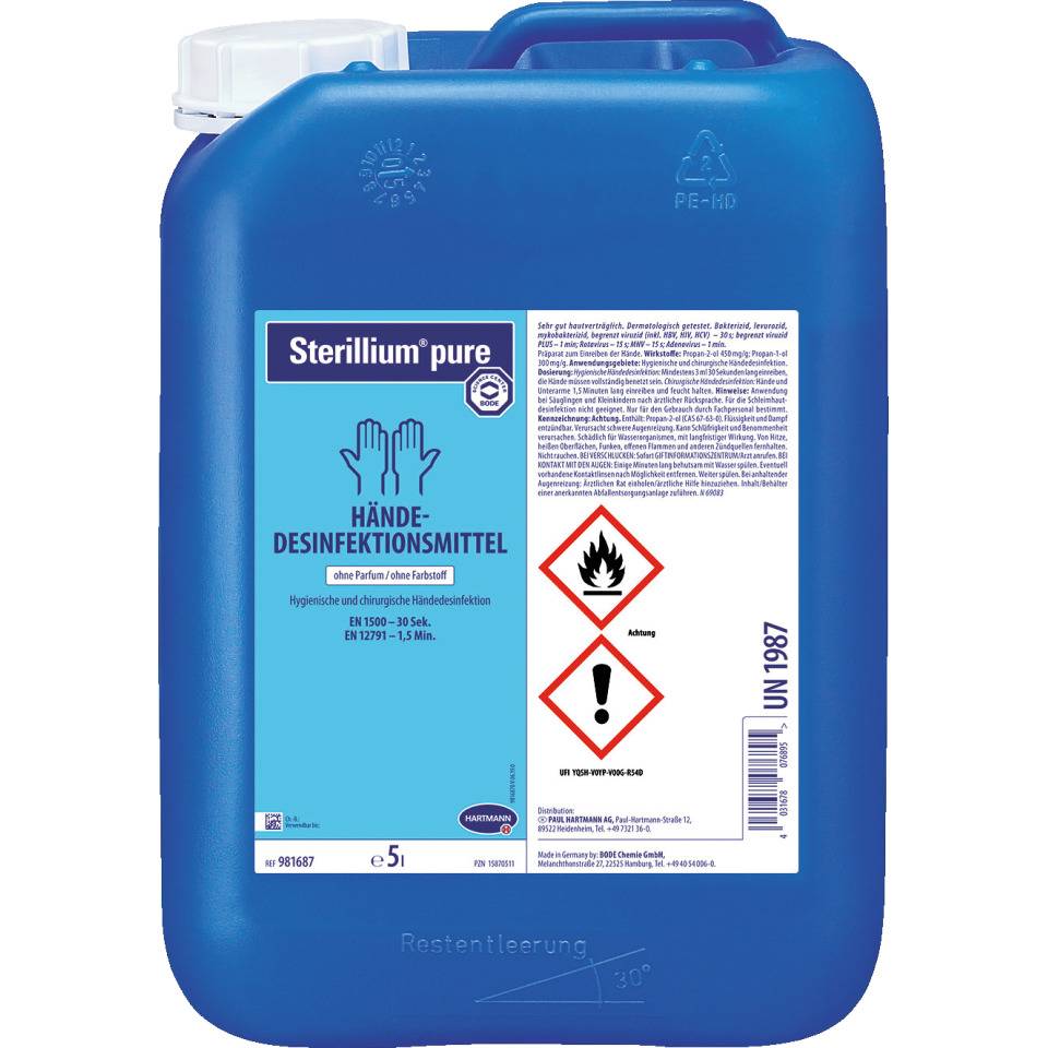HARTMANN Desinfektionsmittel Sterillium® pure, zur Handdesinfektion, 5000ml/Kanister