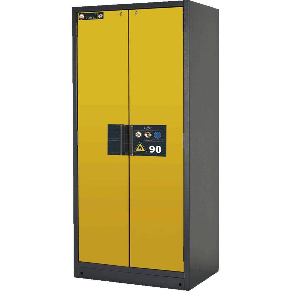 asecos Sicherheitsschrank Serie Q, 2-türig, sicherheitsgelb, 893x1953x615mm