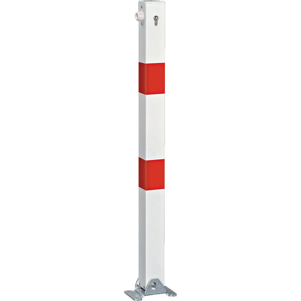 K.57 Universalpfosten Rom,zum Aufdübeln,m. Zylinderschloss verschiedenschließend,weiß/rot,Stahl,1000mm